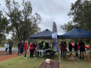 Attendees registering for the WIldflower Walk